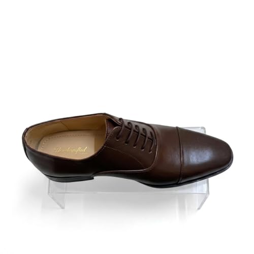 Men's Brown Oxford Cap-Toe Formal Shoes | Premium Lace-Up Business Shoes with Anti-Slip Sole & Cushioned Insole