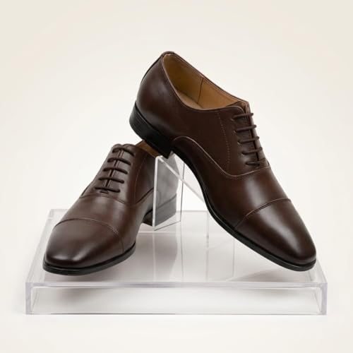 Men's Brown Oxford Cap-Toe Formal Shoes | Premium Lace-Up Business Shoes with Anti-Slip Sole & Cushioned Insole
