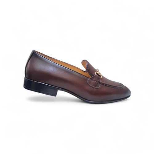 Men’s Coffee Brown Leather Bit Loafers | Premium Formal Slip-On Shoes with Anti-Slip Sole & Breathable Inner Lining