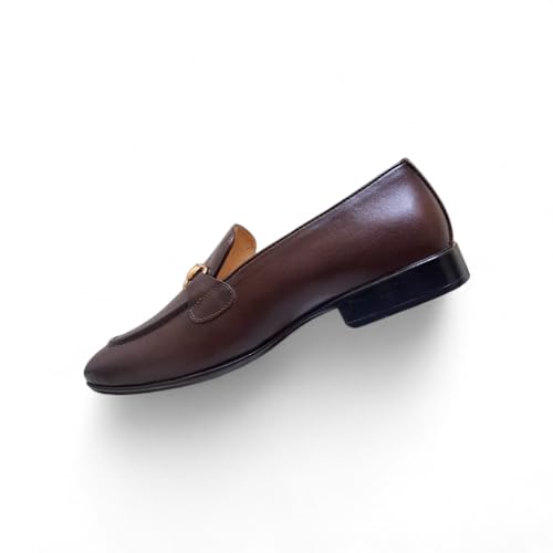 Men’s Coffee Brown Leather Bit Loafers | Premium Formal Slip-On Shoes with Anti-Slip Sole & Breathable Inner Lining