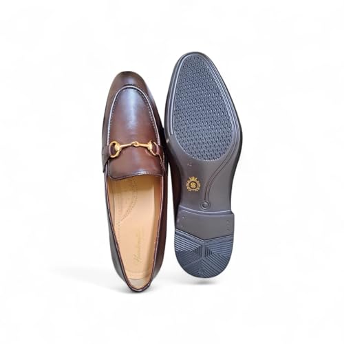Men’s Coffee Brown Leather Bit Loafers | Premium Formal Slip-On Shoes with Anti-Slip Sole & Breathable Inner Lining
