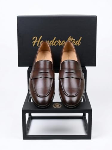 Men's Coffee Brown Penny Loafers | Premium Formal Slip-On Business Shoes with Anti-Slip Grip & Cushioned Insole