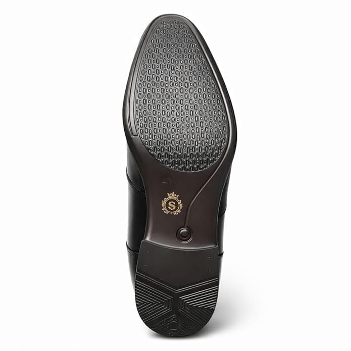 Men's Black Double Monk Strap Formal Shoes | Elegant Cap-Toe Slip-On Business Shoes with Gold-Tone Buckles