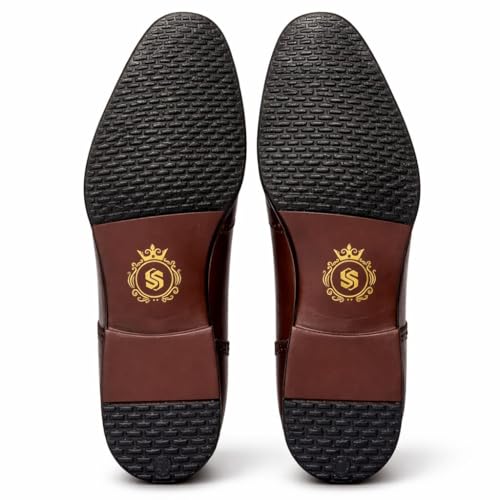 Men's Genuine Leather Wingtip Oxford Shoes - Premium Brown-TAN Brogue Formal Shoes with Crocodile Texture & Anti-Slip Sole