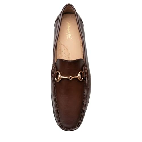 Men's Premium Leather Loafers - Classic Horsebit Driving Shoes, Comfortable Handcrafted Moc Toe Slip-On Casual Pennys with Anti-Slip Grip Sole (TAN)