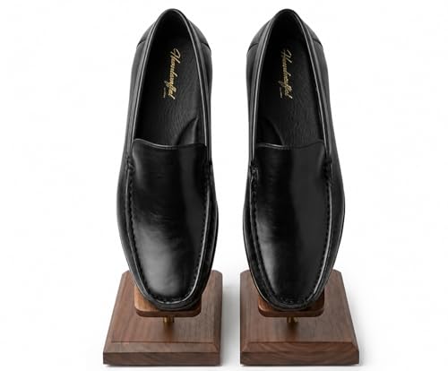 Men's Premium Genuine Leather Loafers | Elegant Slip-On Formal & Casual Driving Shoes with Cushioned Comfort and Anti-Slip TPR Sole (Black)