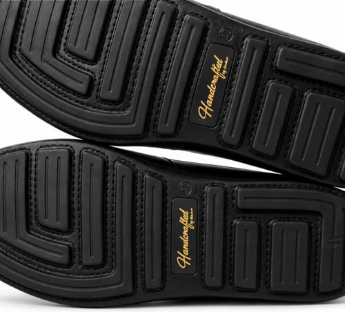 Men's Premium Genuine Leather Loafers | Elegant Slip-On Formal & Casual Driving Shoes with Cushioned Comfort and Anti-Slip TPR Sole (Black)