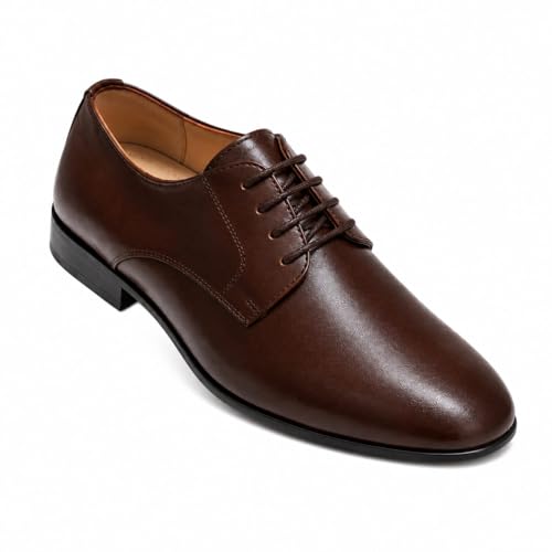 Men's Premium Coffee Brown Derby Formal Shoes | Luxury Lace-Up Dress Shoes for Office, Corporate Meetings, Weddings and Formal Events | Comfortable Cushioned Formals with Anti-Skid TPR Sole
