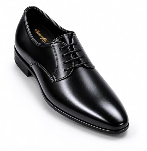 Men's Premium Black Leather Derby Formal Shoes | Elegant Lace-Up Dress Shoes for Business, Office, and Weddings