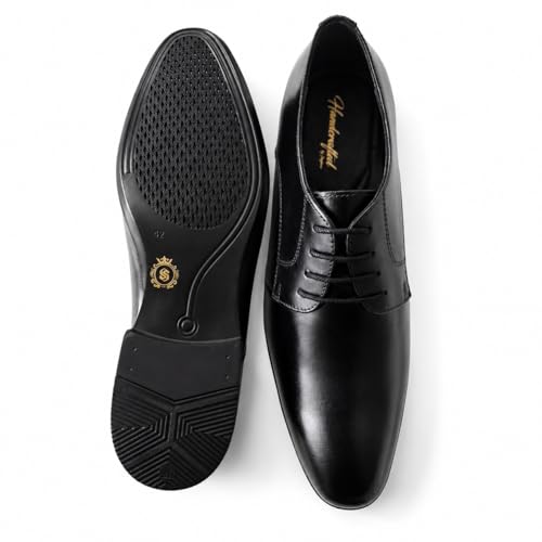 Men's Premium Black Leather Derby Formal Shoes | Elegant Lace-Up Dress Shoes for Business, Office, and Weddings