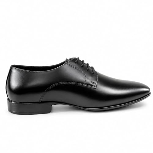 Men's Premium Black Leather Derby Formal Shoes | Elegant Lace-Up Dress Shoes for Business, Office, and Weddings