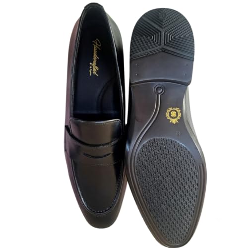 Men's Premium Leather Penny Loafers | Slip-On Formal & Casual Shoes with Soft Cushion Insole and Anti-Slip Sole (Black)